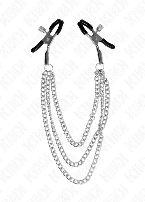 KINK - NIPPELKLEMMEN MIT 3 KETTEN SILBER 20/23/28 CM