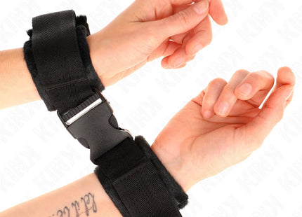 KINK - NYLON BIND-HANDFESSELN MIT KLETTVERSCHLUSS ROT-SCHWARZ MODELL 1 VERSTELLBAR 25-35 CM X 6 CM