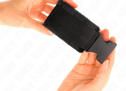KINK - NYLON BIND-HANDFESSELN MIT KLETTVERSCHLUSS ROT-SCHWARZ MODELL 1 VERSTELLBAR 25-35 CM X 6 CM