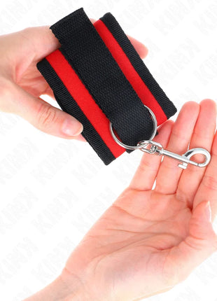 KINK - NYLON BIND-HANDHANDFESSELN MIT KLETTVERSCHLUSS ROT-SCHWARZ MODELL 2 VERSTELLBAR 18-35 CM X 6 CM