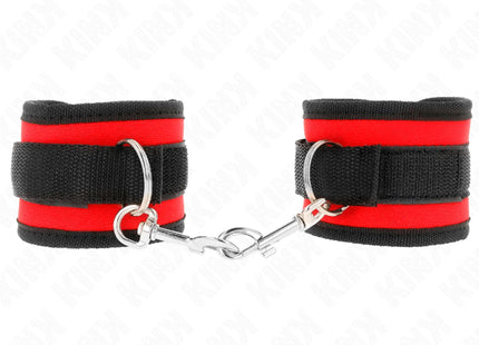 KINK - NYLON BIND-HANDHANDFESSELN MIT KLETTVERSCHLUSS ROT-SCHWARZ MODELL 2 VERSTELLBAR 18-35 CM X 6 CM