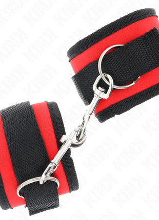 KINK - NYLON BIND-HANDHANDFESSELN MIT KLETTVERSCHLUSS ROT-SCHWARZ MODELL 2 VERSTELLBAR 18-35 CM X 6 CM