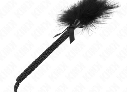 KINK - NYLONSEILSTAB MIT KITZELFEDERN UND SCHWARZER SCHLEIFE 25 CM