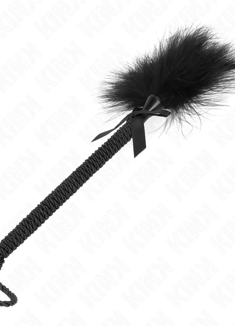 KINK - NYLONSEILSTAB MIT KITZELFEDERN UND SCHWARZER SCHLEIFE 25 CM