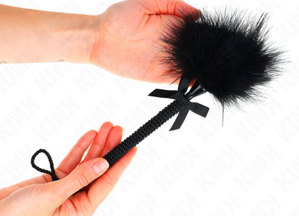 KINK - NYLONSEILSTAB MIT KITZELFEDERN UND SCHWARZER SCHLEIFE 25 CM