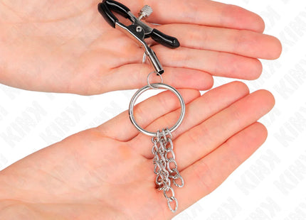 KINK - O-RING NIPPELKLEMME UND KLEINE KETTE SILBER 6 CM
