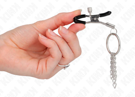 KINK - O-RING NIPPELKLEMME UND KLEINE KETTE SILBER 6 CM