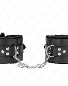 KINK - PELZGEFÜTTERTE HANDGELENKFESSELN MIT QUADRATISCHEN LÖCHERN SCHWARZ UND SCHWARZ VERSTELLBARER GÜRTEL 17-29 CM X 6