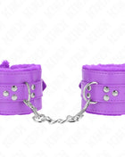KINK - PELZGEFÜTTERTE HANDGELENKFESSELN MIT QUADRATISCHEN LÖCHERN LILA UND LILA GÜRTEL VERSTELLBAR 17-29 CM X 6 CM
