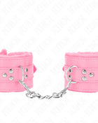KINK - PELZGEFÜTTERTE HANDGELENKFESSELN MIT QUADRATISCHEN LÖCHERN ROSA UND ROSA GÜRTEL VERSTELLBAR 17-29 CM X 6 CM