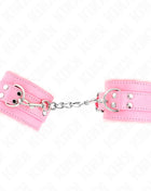 KINK - PELZGEFÜTTERTE HANDGELENKFESSELN ROSA MIT ROSA GÜRTEL VERSTELLBAR 17-29 CM X 6 CM