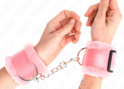 KINK - PELZGEFÜTTERTE HANDGELENKFESSELN ROSA VERSTELLBAR 17-31 CM X 7 CM