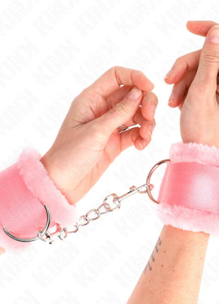 KINK - PELZGEFÜTTERTE HANDGELENKFESSELN ROSA VERSTELLBAR 17-31 CM X 7 CM
