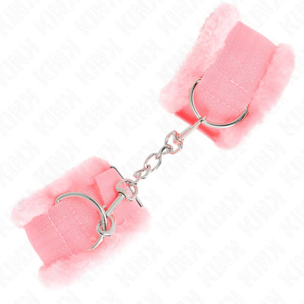 KINK - PELZGEFÜTTERTE HANDGELENKFESSELN ROSA VERSTELLBAR 17-31 CM X 7 CM