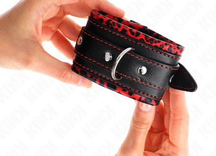 KINK - PELZGEFÜTTERTE HANDGELENKFESSELN ROT/SCHWARZ VERSTELLBAR 17-29 CM X 6 CM