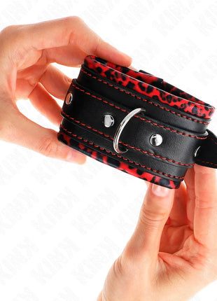 KINK - PELZGEFÜTTERTE HANDGELENKFESSELN ROT/SCHWARZ VERSTELLBAR 17-29 CM X 6 CM