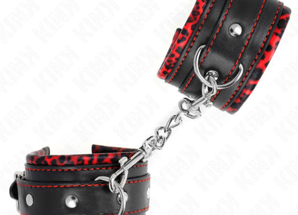 KINK - PELZGEFÜTTERTE HANDGELENKFESSELN ROT/SCHWARZ VERSTELLBAR 17-29 CM X 6 CM