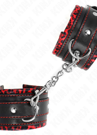 KINK - PELZGEFÜTTERTE HANDGELENKFESSELN ROT/SCHWARZ VERSTELLBAR 17-29 CM X 6 CM