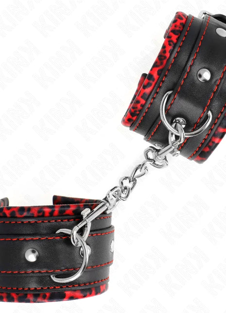 KINK - PELZGEFÜTTERTE HANDGELENKFESSELN ROT/SCHWARZ VERSTELLBAR 17-29 CM X 6 CM