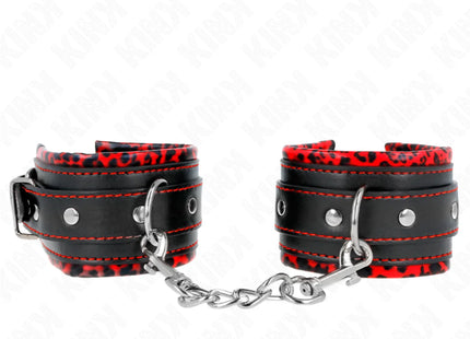 KINK - PELZGEFÜTTERTE HANDGELENKFESSELN ROT/SCHWARZ VERSTELLBAR 17-29 CM X 6 CM