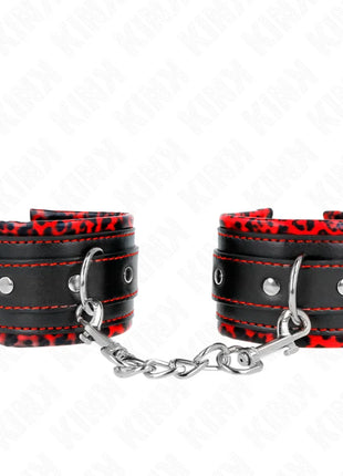 KINK - PELZGEFÜTTERTE HANDGELENKFESSELN ROT/SCHWARZ VERSTELLBAR 17-29 CM X 6 CM