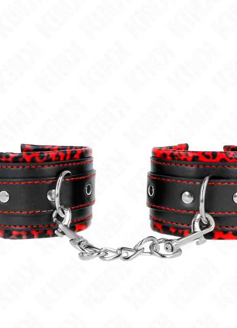 KINK - PELZGEFÜTTERTE HANDGELENKFESSELN ROT/SCHWARZ VERSTELLBAR 17-29 CM X 6 CM