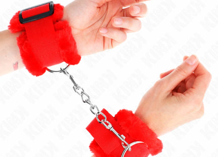 KINK - PELZGEFÜTTERTE HANDGELENKFESSELN ROT VERSTELLBAR 17-31 CM X 7 CM