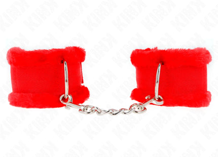 KINK - PELZGEFÜTTERTE HANDGELENKFESSELN ROT VERSTELLBAR 17-31 CM X 7 CM