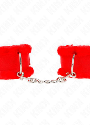 KINK - PELZGEFÜTTERTE HANDGELENKFESSELN ROT VERSTELLBAR 17-31 CM X 7 CM