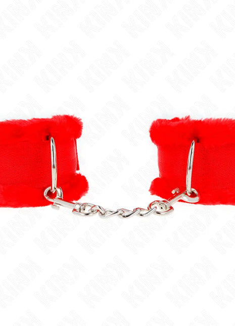 KINK - PELZGEFÜTTERTE HANDGELENKFESSELN ROT VERSTELLBAR 17-31 CM X 7 CM