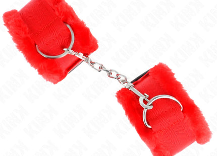 KINK - PELZGEFÜTTERTE HANDGELENKFESSELN ROT VERSTELLBAR 17-31 CM X 7 CM