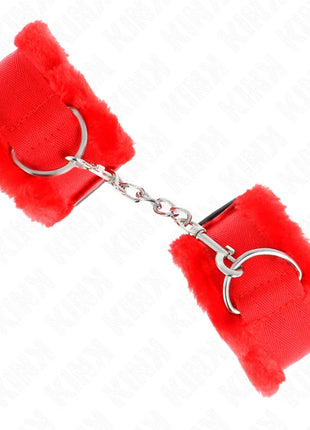 KINK - PELZGEFÜTTERTE HANDGELENKFESSELN ROT VERSTELLBAR 17-31 CM X 7 CM