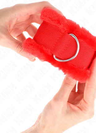 KINK - PELZGEFÜTTERTE HANDGELENKFESSELN ROT VERSTELLBAR 17-31 CM X 7 CM