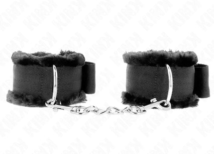 KINK - PELZGEFÜTTERTE HANDGELENKFESSELN SCHWARZ VERSTELLBAR 17-31 CM X 7 CM