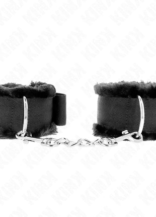 KINK - PELZGEFÜTTERTE HANDGELENKFESSELN SCHWARZ VERSTELLBAR 17-31 CM X 7 CM