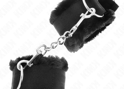 KINK - PELZGEFÜTTERTE HANDGELENKFESSELN SCHWARZ VERSTELLBAR 17-31 CM X 7 CM