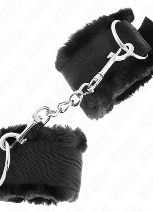 KINK - PELZGEFÜTTERTE HANDGELENKFESSELN SCHWARZ VERSTELLBAR 17-31 CM X 7 CM