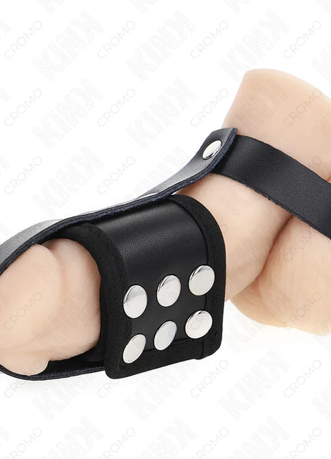 KINK - PENISKÄFIGRING AUS LEDER MIT VERSTELLBAREM BESCHICHTETEM HOCKENTRENNERGURT