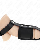 KINK - PENISKÄFIGRING AUS LEDER MIT VERSTELLBAREM BESCHICHTETEM HOCKENTRENNERGURT