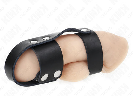 KINK - PENISKÄFIGRING AUS LEDER MIT VERSTELLBAREM HOCKENTRENNER