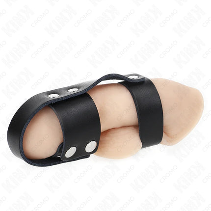 KINK - PENISKÄFIGRING AUS LEDER MIT VERSTELLBAREM HOCKENTRENNER