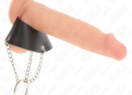 KINK - PENISRING 4 CM KETTE 7 CM METALL MIT LEDERGURTE