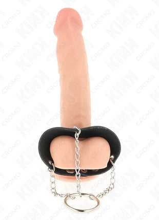 KINK - PENISRING 4 CM KETTE 7 CM METALL MIT LEDERGURTE