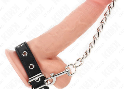 KINK - PENISRING AUS LEDER 21,5 X 2 CM MIT 60 CM METALLKETTE UND LEDERBAND