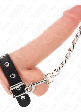 KINK - PENISRING AUS LEDER 21,5 X 2 CM MIT 60 CM METALLKETTE UND LEDERBAND
