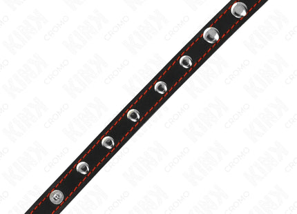 KINK - PENISRING AUS LEDER MIT DRUCKVERSCHLUSS ROT FUTTER 21 X 1,5 CM