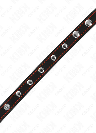 KINK - PENISRING AUS LEDER MIT DRUCKVERSCHLUSS ROT FUTTER 21 X 1,5 CM