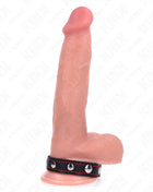 KINK - PENISRING AUS LEDER MIT DRUCKVERSCHLUSS ROT FUTTER 21 X 1,5 CM