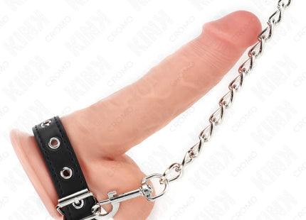 KINK - PENISRING AUS LEDER MIT RIEMEN 21,5 X 2 CM UND METALLKETTE 60 CM