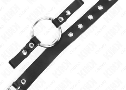 KINK - PENISRING AUS LEDER MIT SCHNALLVERSCHLUSS 22 X 2 CM MIT METALLRING 4 CM